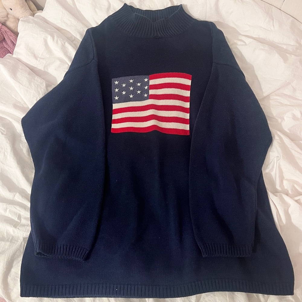 Navy American Flag oversized sweater